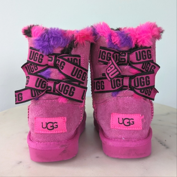 UGG Toddler Girls Bailey Bow Pink & Purple Boots - Picture 7 of 11